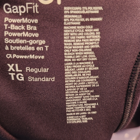 πGapFit PowerMove T-Back Sports Bra β XL | Black | Gym & Activewear - Picture 6 of 6